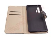 Black synthetic leather book/agenda case with internal TPU backing for Motorola Edge 20 Pro, XT2153-1